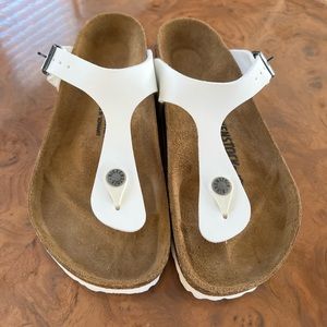 Birkenstock Womens Gizeh  Birko-Flor Thong/T-Strap Sandal, White, US 7-7.5,EU 38